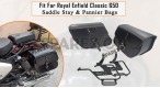 Fit For Royal Enfield Classic 650 Black Color Bags With Saddle Stay Mounting - SPAREZO